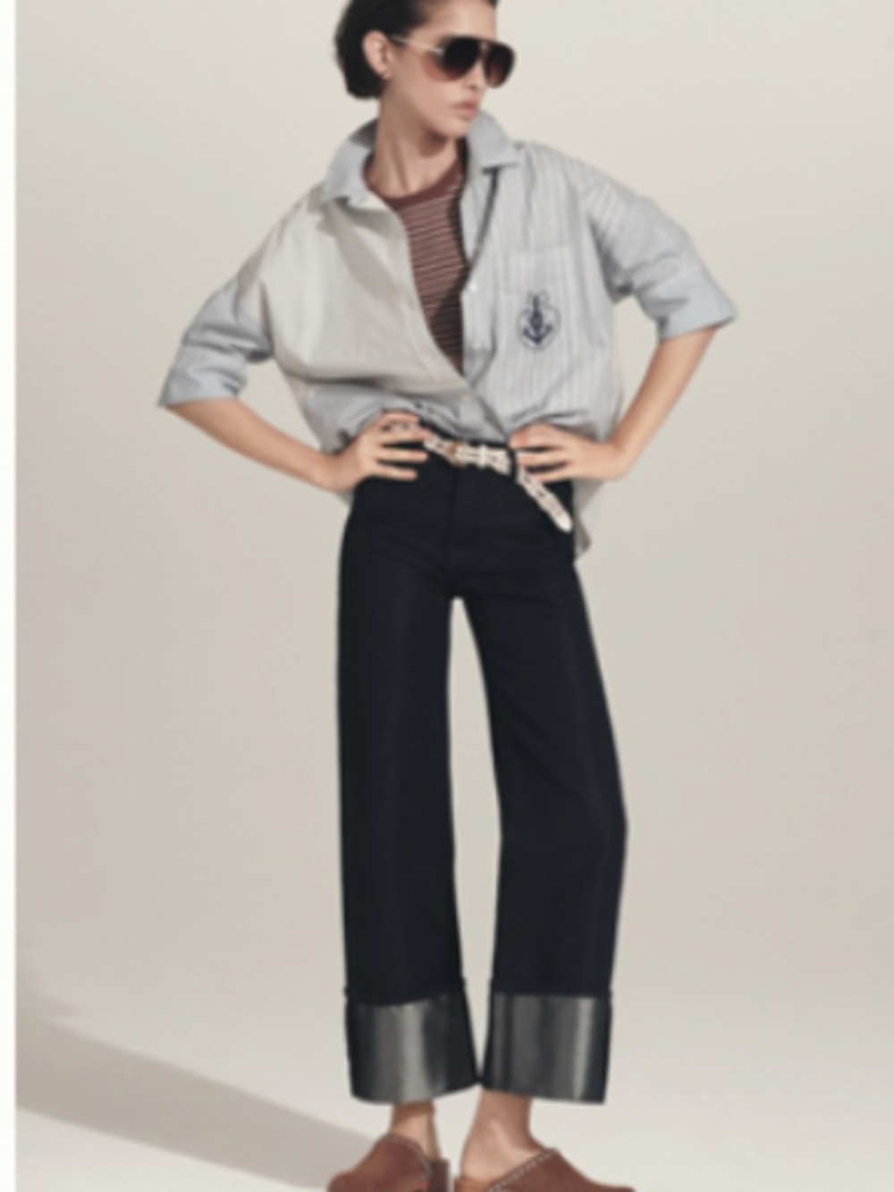 NWT Anthropologie Hudson Rosie Mid-Rise Cuffed Wide Leg Jeans Size 27 Indigo